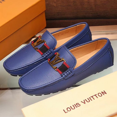 루이비통 유팁 모카신 블루 남성용 신발 lv14x - Louis Vuitton U-Tip Mokasin Leather Mens Shoes