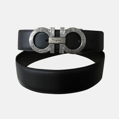 Ferragamo 2019 Mens Vintage Buckle Leather Belt - 페레가모 남성 신상 빈티지 버클 레더 벨트 Fer001x.Size(3.5CM).블랙빈티지검장