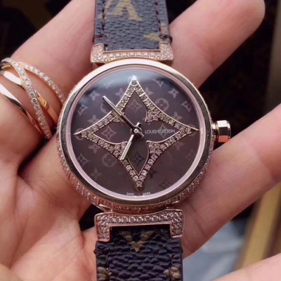 LOUIS VUITTON LADIES SWISS QUARTZ -  루이비통 레이디스 스위스 쿼츠,3색(블랙,브라운,화이트)