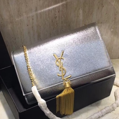 Saint Laurent Women Tassel Chain Satchel Shoulder Bag ,24CM - 입생로랑 여성용 태슬 체인 사첼 숄더백 326076 ,SLB0038,24CM,실버