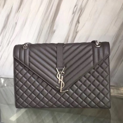 Saint Laurent Women Envelope Matelasse Large Chain Shoulder Bag,31CM - 입생로랑 여성용 엔빌로프 마틀라세 라지 체인 숄더백 396910 ,SLB0045,31CM,그레이