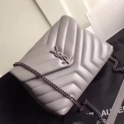 Saint Laurent Women Monogram Small Chain Shoulder Bag  ,24CM - 입생로랑 여성용 모노그램 스몰 체인 숄더백 464676 ,SLB0053,24CM,그레이