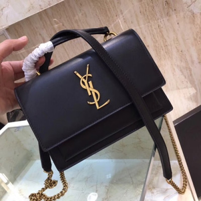 Saint Laurent Women Sunset Monogram Mini Chain Shoulder Bag ,19CM - 입생로랑 여성용 선셋 모노그램 미니 체인 숄더백 533026 ,SLB0062,19CM,블랙