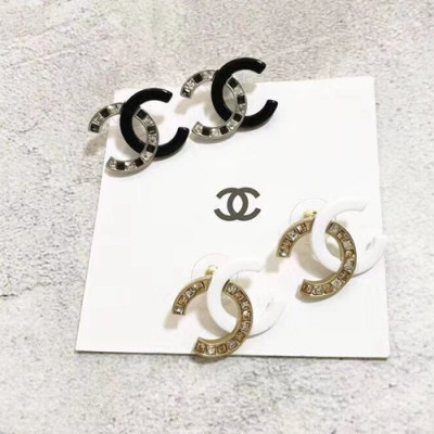 CHANEL  Yellow Gold  Earring - 샤넬  여성용 18k도금 옐로우 골드 귀걸이 2색(화이트,블랙)