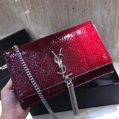 Saint Laurent Women Tassel Chain Satchel Shoulder Bag,24CM - 입생로랑 여성용 태슬 체인 사첼 숄더백 326076 ,SLB0080,24CM,레드,유광