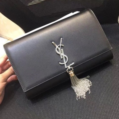 Saint Laurent Women Tassel Chain Satchel Shoulder Bag,24CM - 입생로랑 여성용 태슬 체인 사첼 숄더백 326076 ,SLB0090,24CM,블랙(은장)