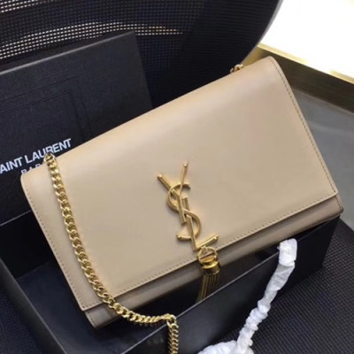 Saint Laurent Women Tassel Chain Satchel Shoulder Bag,24CM - 입생로랑 여성용 태슬 체인 사첼 숄더백 326076 ,SLB0093,24CM,베이지