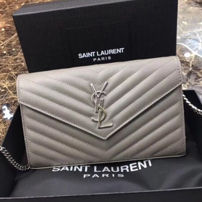 Saint Laurent Women Monogram Chain Shoulder Bag,22.5 CM - 입생로랑 여성용 모노그램 체인 숄더백 360452 ,SLB0096, 22.5CM,그레이