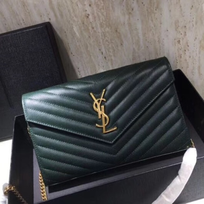 Saint Laurent Women Monogram Chain Shoulder Bag,22.5 CM - 입생로랑 여성용 모노그램 체인 숄더백 360452,SLB0104, 22.5CM,그린