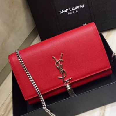 Saint Laurent Women Tassel Chain Satchel Shoulder Bag,24CM - 입생로랑 여성용 태슬 체인 사첼 숄더백 326076,SLB0164,24CM,레드