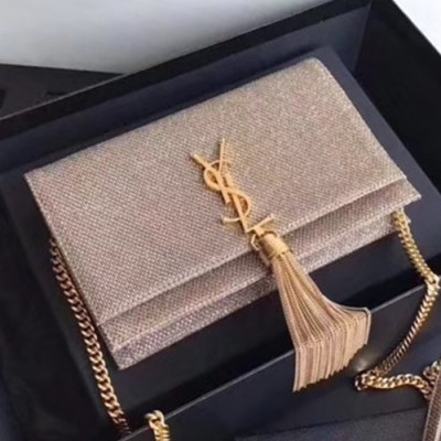 Saint Laurent Women Kate Tassel Chain Shoulder Bag,19CM - 입생로랑 여성용 케이트 태슬 체인 숄더백 452159, SLB0210,19CM,옐로우골드