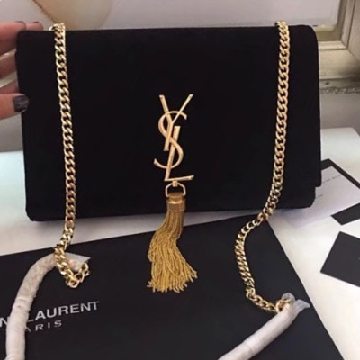 Saint Laurent Women Tassel Chain Satchel Shoulder Bag,24CM - 입생로랑 여성용 태슬 체인 사첼 숄더백 326076, SLB0233,24CM,블랙