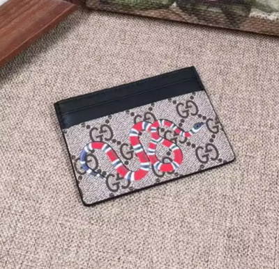 Gucci Mm/Wm GG Snake Card Case - 구찌 남자 GG슈프림 캔버스 스네이크 카드지갑 Guc0237x.Size10cm.브라운