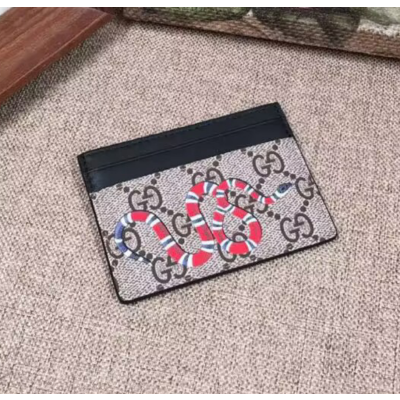 Gucci Mm/Wm GG Snake Card Case - 구찌 남자 GG슈프림 캔버스 스네이크 카드지갑 Guc0237x.Size10cm.브라운