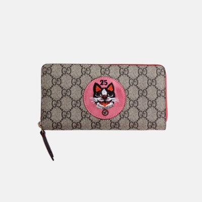 Gucci GG Supreme Long Wallet 506279 - 구찌 GG 수프림 보스코 패치 지퍼 장지갑 Guc0251x.Size19cm.핑크로고