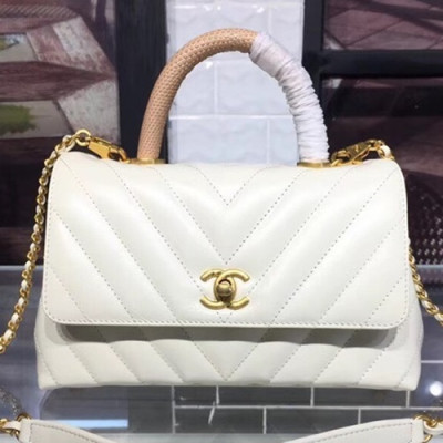 [커스텀급]CHANEL 2018 COCO CHAIN HANDLE SHOULDER BAG,23CM - 샤넬 2018 코코 체인 핸들 숄더백,CHAB0041,23CM,화이트