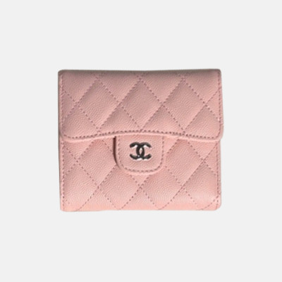 Chanel 2018 Classic Cavier Siver Logo Small Wallet A82288 - 샤넬 클래식 캐비어 은장 스몰 더블 지갑 Cnl0017x.Size10cm.핑크