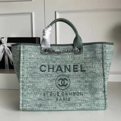 Chanel 2018 Canvas Deauville Tote Shoulder Bag,39CM - 샤넬 2018 캔버스 도빌 토트 숄더백 CHAB0285,39CM,그린