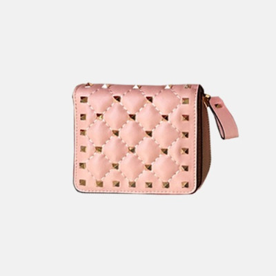 Valentino 2018 Rockstud Leather Zippy Small Wallet - 발렌티노 신상 락스터드 레더 지피 반지갑 VAL0073 10.5CM