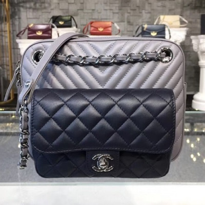 Chanel 2018 Camera Shoulder Bag,21.5CM - 샤넬 2018 카메라 숄더백  CHAB0305,21.5CM,그레이+블랙