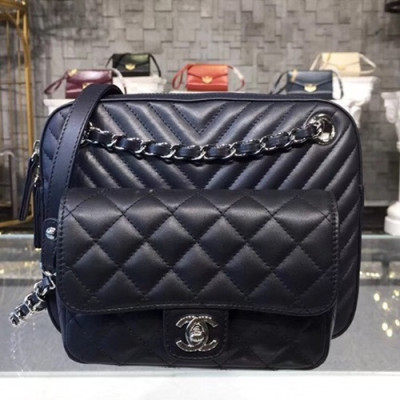 Chanel 2018 Camera Shoulder Bag,21.5CM - 샤넬 2018 카메라 숄더백  CHAB0306,21.5CM,네이비+블랙