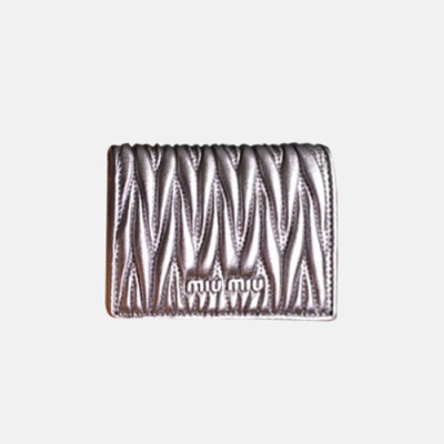 18/19 MiuMiu Ladies Matelassé Logo Small Wallet 5MV204 - 미우미우 마테라쎄 로고 남자 반지갑 MIU0070X  8CM