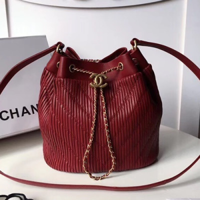 Chanel Women Leather Bucket Tote Shoulder Bag ,25CM - 샤넬 여성용 레더 버킷 토트 숄더백,CHAB0433,25CM,레드