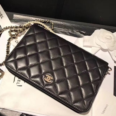 Chanel 2018 WOC Leather Chain Cross Bag ,19CM - 샤넬 2018 WOC 레더 체인 크로스백,CHAB0481,19CM,블랙