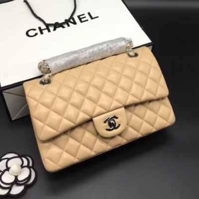 Chanel Women Leather Chain Shoulder Bag ,25CM - 샤넬 여성용 레더  체인 숄더백 1112 - CHAB0495,25CM,베이지(은장)