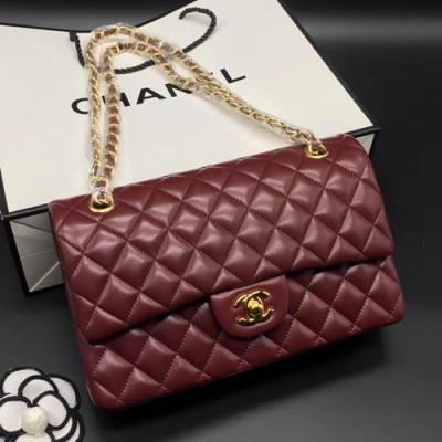 Chanel Women Leather Chain Shoulder Bag  ,25CM - 샤넬 여성용 레더 체인 숄더백 1112 - CHAB0498,25CM,와인(금장)