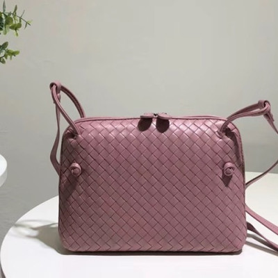 Bottega Veneta Leather Pink Women Cross Bag,24cm - 보테가 베네타 레더 핑크 여성용 크로스백 4849-4,BVB0052,24cm