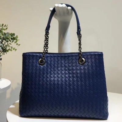 Bottega Veneta Leather Blue Women Tote Shoulder Bag,32cm - 보테가 베네타 레더 블루 여성용 토트 숄더백 3894-2,BVB0063,32cm