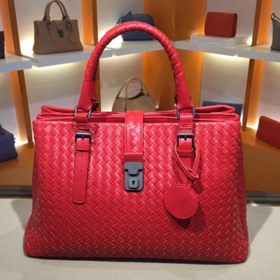 Bottega Veneta Leather Red Roma Large Tote Shoulder Bag,38cm - 보테가 베네타 레더 레드 라지 로마 토트 숄더백 7453-9,BVB0109,38cm