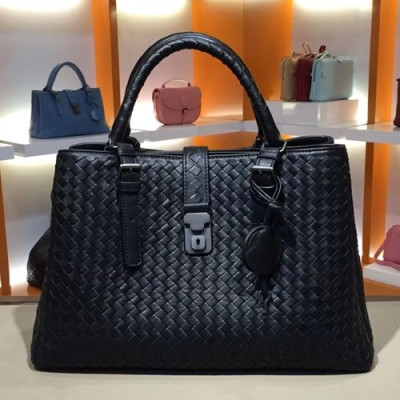 Bottega Veneta Leather Black Roma Large Tote Shoulder Bag,38cm - 보테가 베네타 레더 블랙 라지 로마 토트 숄더백 7453-12,BVB0112,38cm