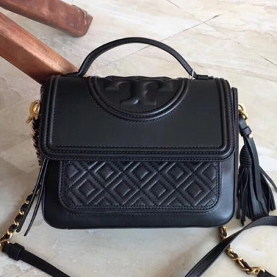 Tory Burch Leather Tassel Black Chain Tote Shoulder Bag,22cm - 토리버치 레더 태슬 블랙 체인 토트 숄더백 TBB0008,22cm