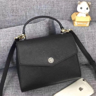 Tory Burch Leather Black Robinson Top-handle Satchel Tote Shoulder Bag,20cm - 토리버치 레더 블랙 로빈슨 탑 핸들 사첼 토트 숄더백 TBB0029,20cm