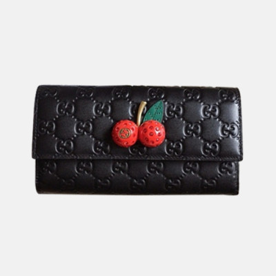 Gucci 2018 Ladies Cherry GG Pin  Long Purse 476055 - 구찌 체리 핀버클 장지갑 GG수프림 에보니 GUC0312 19CM