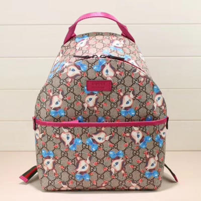 Gucci GG Canvas Back Pack,25CM - 구찌 GG 캔버스 백팩 271327  ,GUB0113,25cm,브라운+핑크