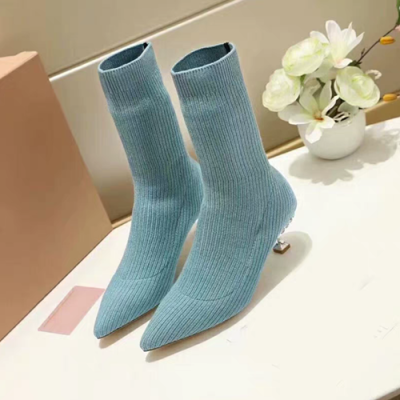 Miumiu 2018 Ladies knit Glitter Boots - 미우미우 니트 글리터 삭스부츠 Miu0118x.Size (220 - 250)스카이블루