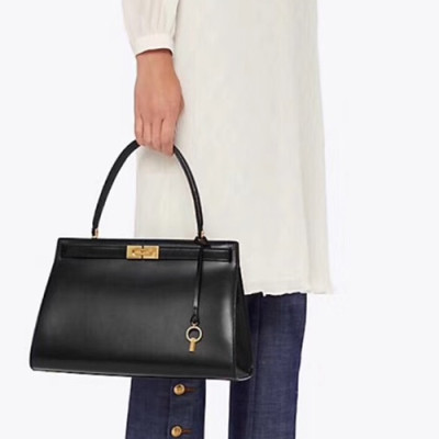 Tory Burch Lee Radziwill Satchel Leather Black Tote Bag,32.5cm - 토리버치 리 라지윌 사첼 레더 블랙 토트백 TBB0044,32.5cm