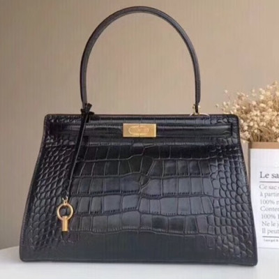 Tory Burch Lee Radziwill Satchel Leather Black Tote Bag,32.5cm - 토리버치 리 라지윌 사첼 레더 블랙 토트백 TBB0046,32.5cm