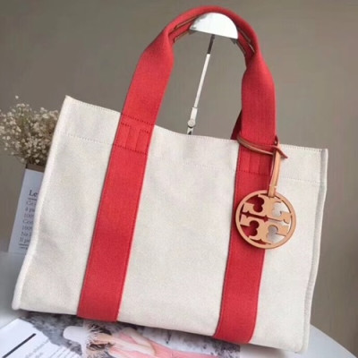 Tory Burch Miller Canvas Red Tote Bag,39cm - 토리버치 밀러 캔버스 레드 토트백 TBB0049,39cm