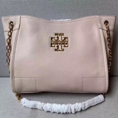 Tory Burch Leather Pink Britten Small Slouchy Tote Shoulder Bag,29.5cm - 토리버치 레더 핑크 브리턴 스몰 슬라우치 토트 숄더백 TBB0056,29.5cm