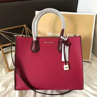 Michael Kors Leather Tote Shoulder Bag, 32CM - 마이클 코어스 레더 토트 숄더백 ,MKB0012, 32CM,레드