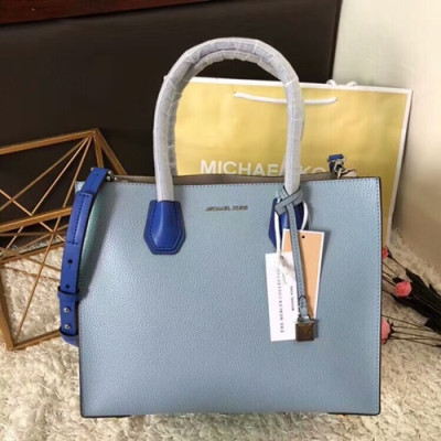 Michael Kors Leather Tote Shoulder Bag, 32CM - 마이클 코어스 레더 토트 숄더백 ,MKB0013, 32CM,블루