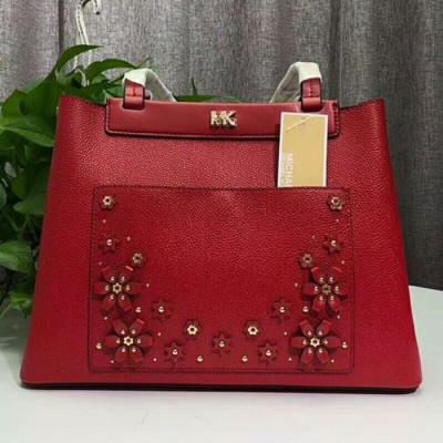 Michael Kors Leather Tote Shoulder Bag, 36CM - 마이클 코어스 레더 토트 숄더백 ,MKB0021, 36CM,레드