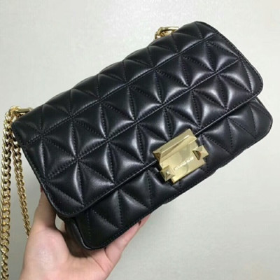 Michael Kors Leather Sloan Chain Cross Bag, 25CM - 마이클 코어스 레더 슬론 체인 크로스백,MKB0023, 25CM,블랙