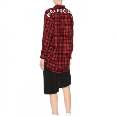 Balenciaga 2018 Back Logo Check T-shirt - 발렌시아가 백로고 체크셔츠 Bal0076.2컬러(블렉/레드).Size(FREE)