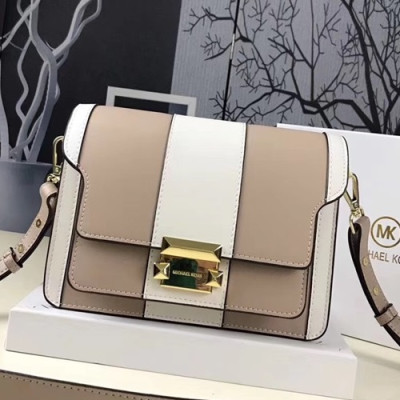 Michael Kors 2018 Leather Shoulder Bag, 22CM - 마이클 코어스 2018 레더 숄더백 ,MKB0049, 22CM,베이지+화이트