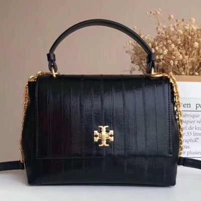 Tory Burch Kira Leather Black Satchel Top Handle Tote Shoulder Bag,21cm - 토리버치 키라 레더 블랙 사첼 탑 핸들 토트 숄더백 TBB0077,21cm